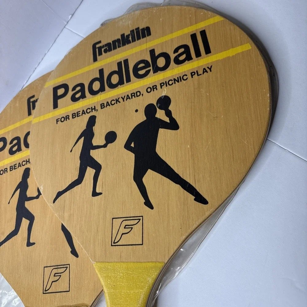 Vintage Franklin Paddle Ball Paddles Set of 2 Beach Backyard Picnic Play Wooden - Picture 2 of 8